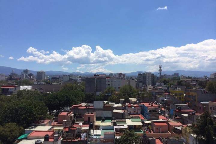 Mountains beyond the city on a clear day