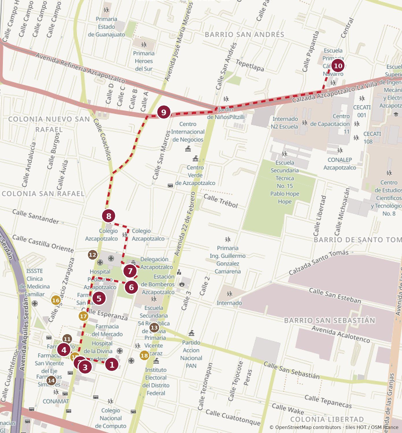 Azcapotzalco on Foot map