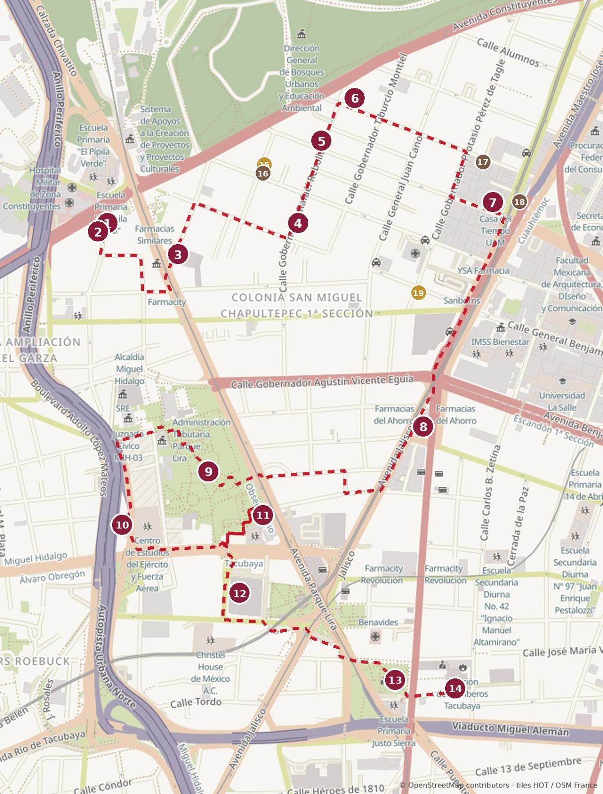 San Miguel Chapultepec & Tacubaya on Foot map