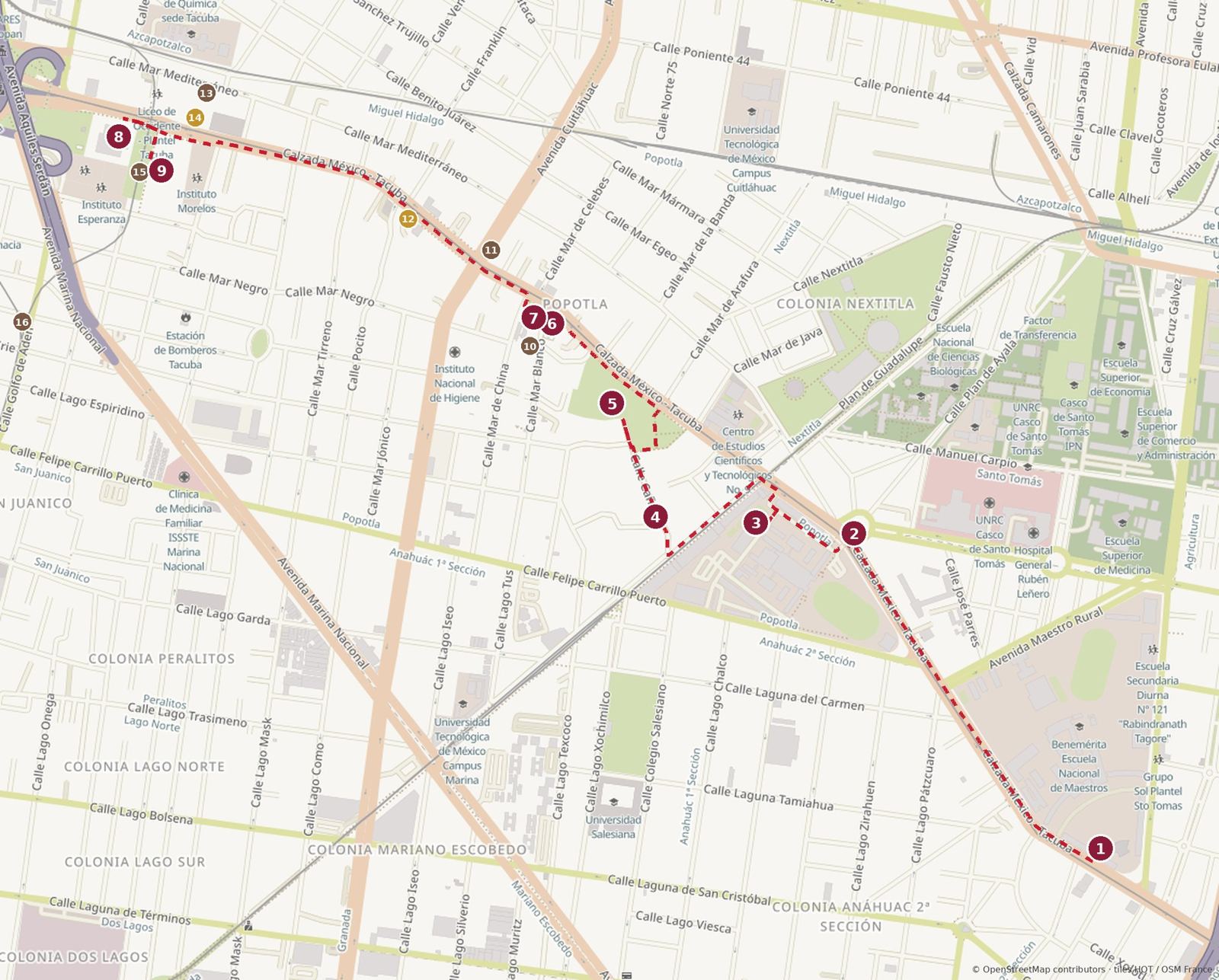Tacuba on Foot map